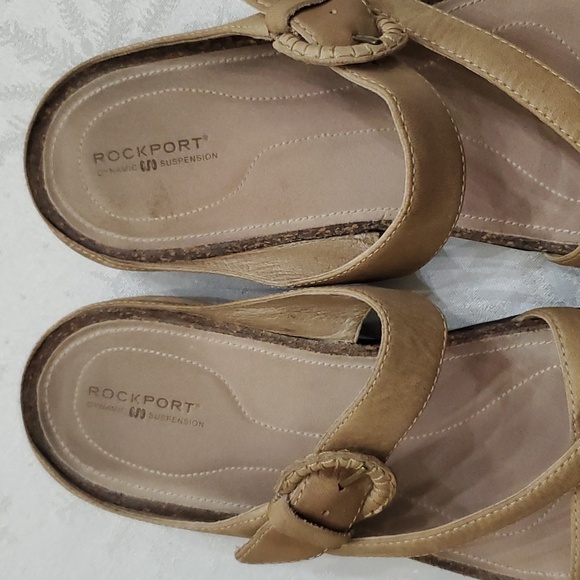 Rockport Beige Leather Upper Side Buckle Sandals Women's Size 10 Wide - Picture 6 of 12
